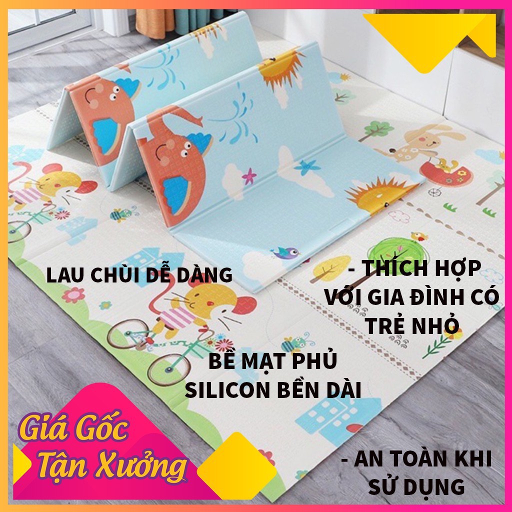 Thảm xốp XPE cho bé gấp gọn tấm lót trải sàn 2 mặt chống thấm chống trơn hàn quốc phủ silicon dày đẹp