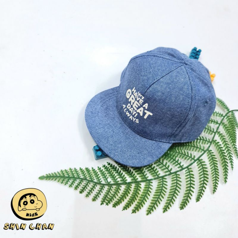 Mũ lưỡi trai Hiphop cho bé trai - Nón Snap H&M Xuất dư mẫu Chữ Great bò mềm cho trẻ em từ 0 đến 3 tuổi