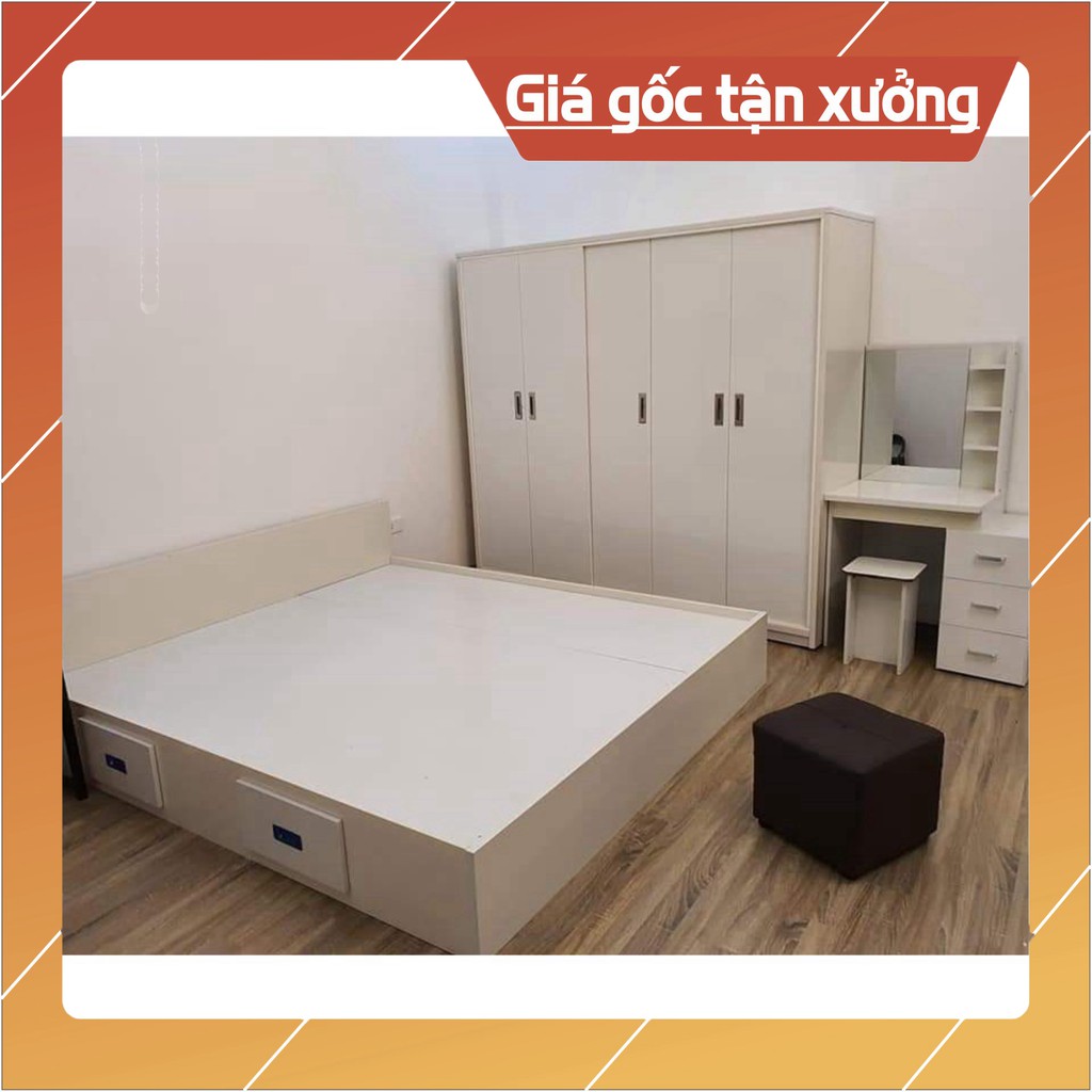 Giường Nhựa Đài Loan kích thước m6/m8/2m2 có ngăn kéo, chịu lực tốt, bền đẹp tiện lợi