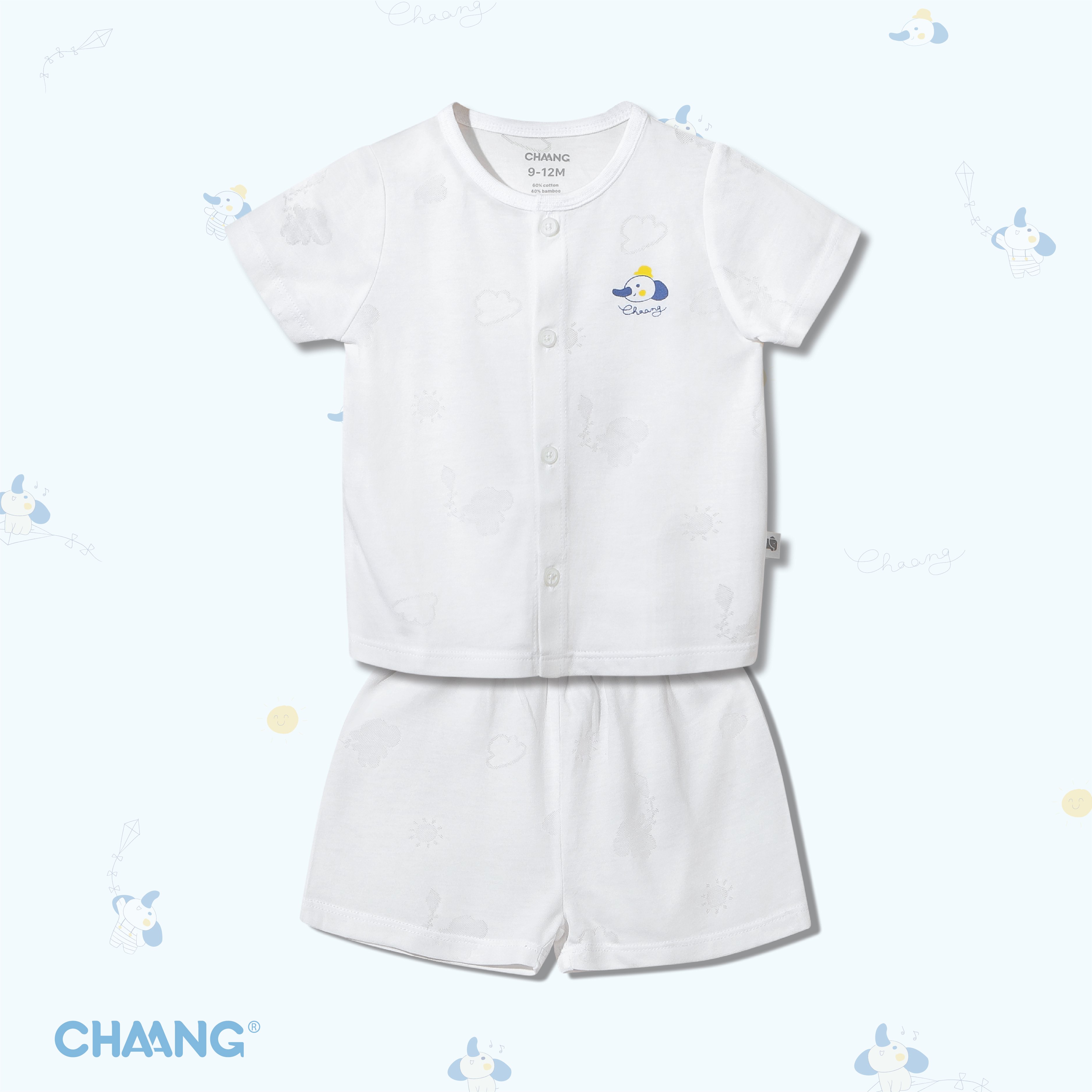 Bộ cộc tay cúc giữa trẻ em summer Chaang