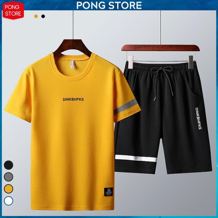 Bộ Đồ Nam Hè in Chữ DINK Chất Thun Mè Co Giãn Cao Cấp Form Rộng Full Size Dưới 70Kg pongshop