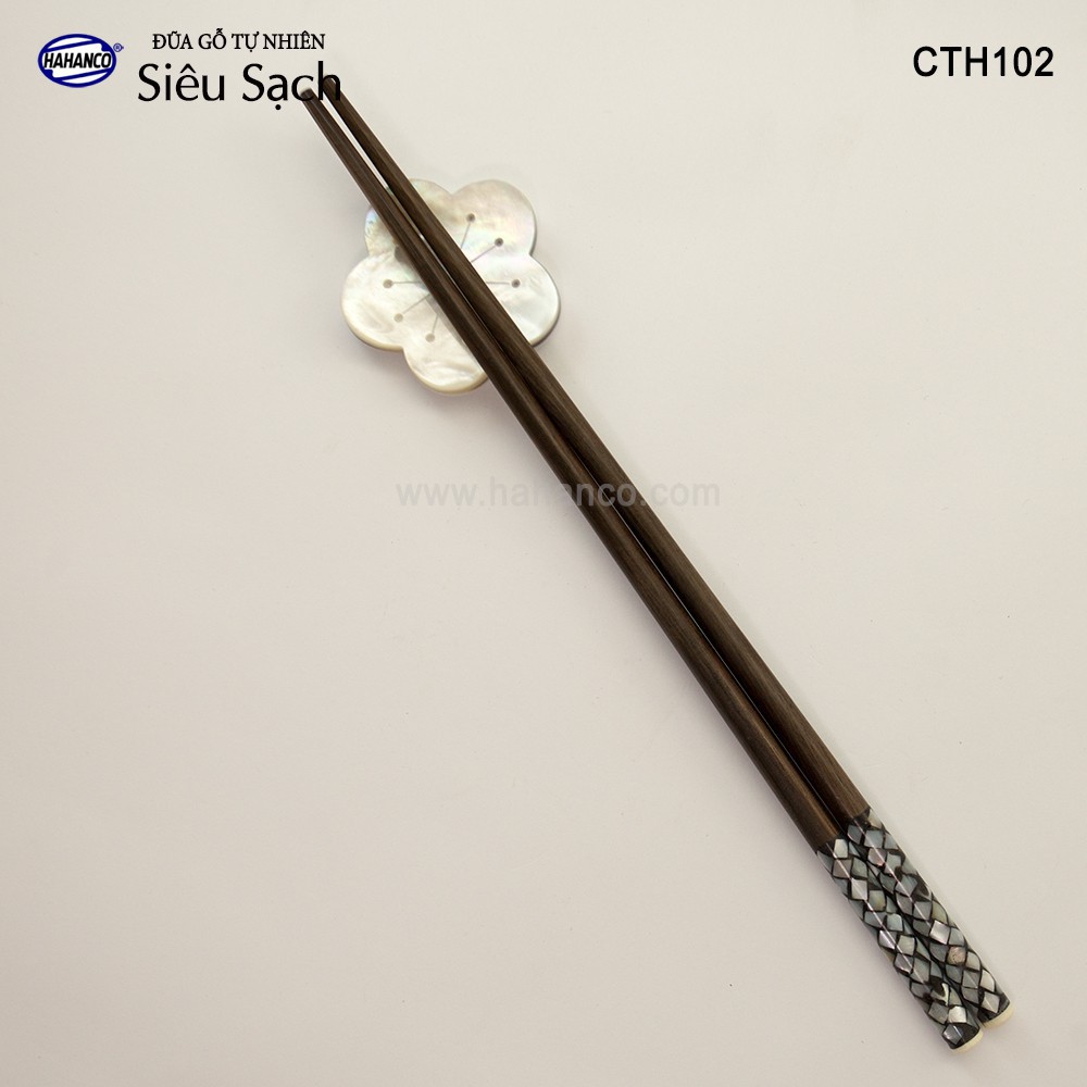 Đũa gỗ Mun Sọc đầu cẩm xà cừ đẹp (10 đôi) Tặng kèm hộp đẹp làm quà biếu - CTH102  - Chopstick of HAHANCO