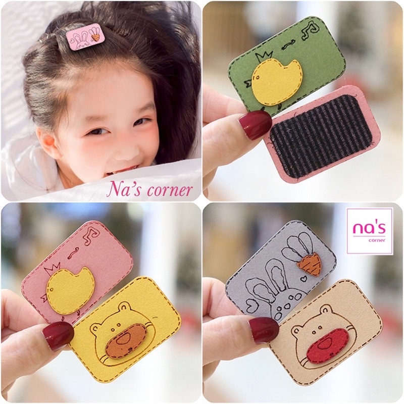 Miếng dán tóc mái nhỏ họa tiết hoạt hình dễ thương phong cách Hàn quốc