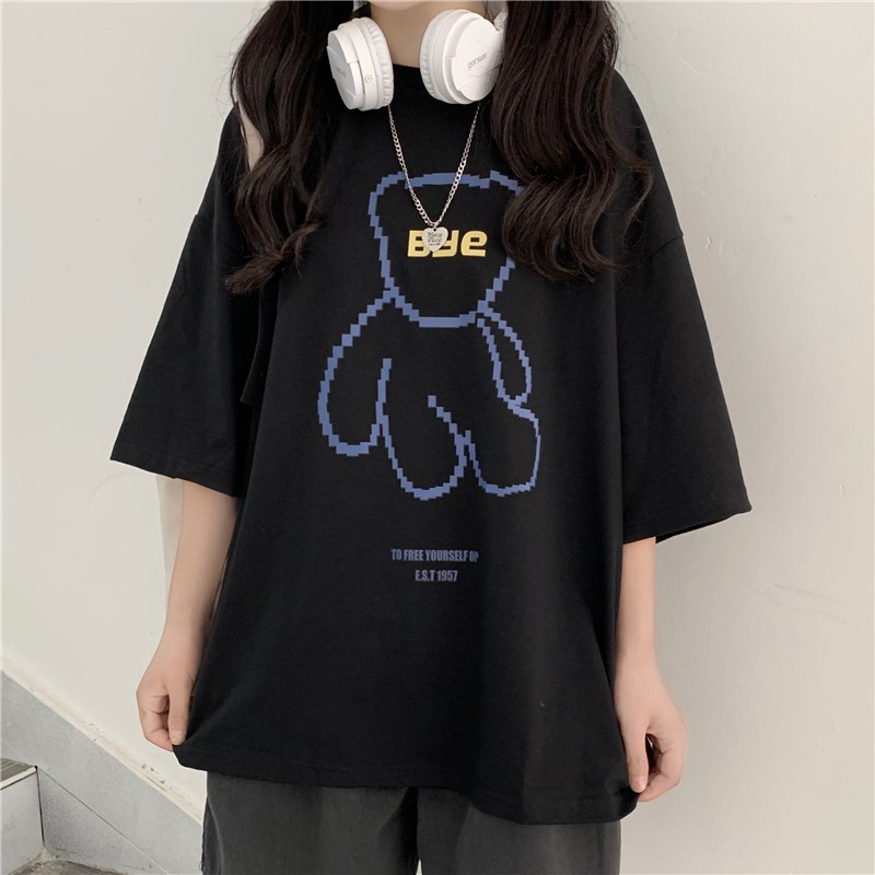 Áo thun tay lỡ  GẤU BYE  phông Unisex nam nữ tee oversize form rộng pull Ulzzang Streetwear Hàn Quốc vải mềm