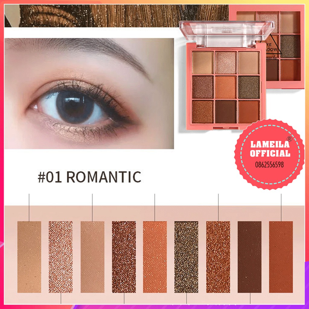 Bảng phấn mắt Lameila Eye Shadow tông cam đất cam đào P0137