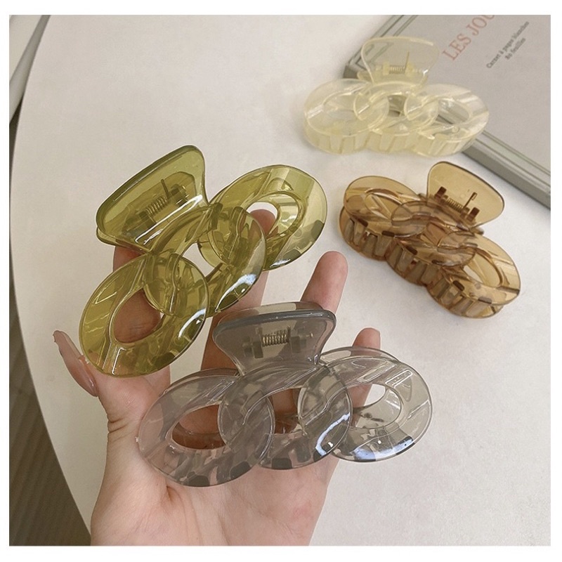 Kẹp Tóc Càng Cua Chuỗi Mắt Xích Jelly Acrylic Cầu Vồng Nhiều Màu