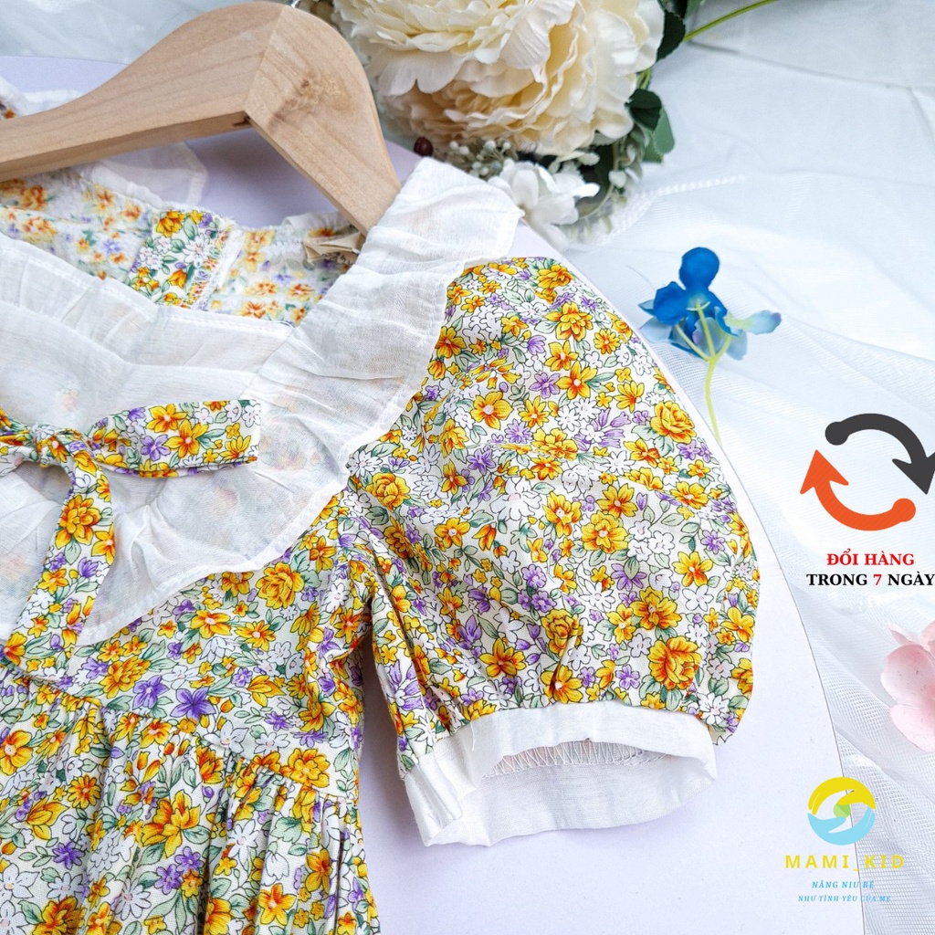 váy xinh cho bé gái 1-7 tuổi hoa nhí sành điệu, tay bồng phối ren xinh 12-25kg ,Mamikid