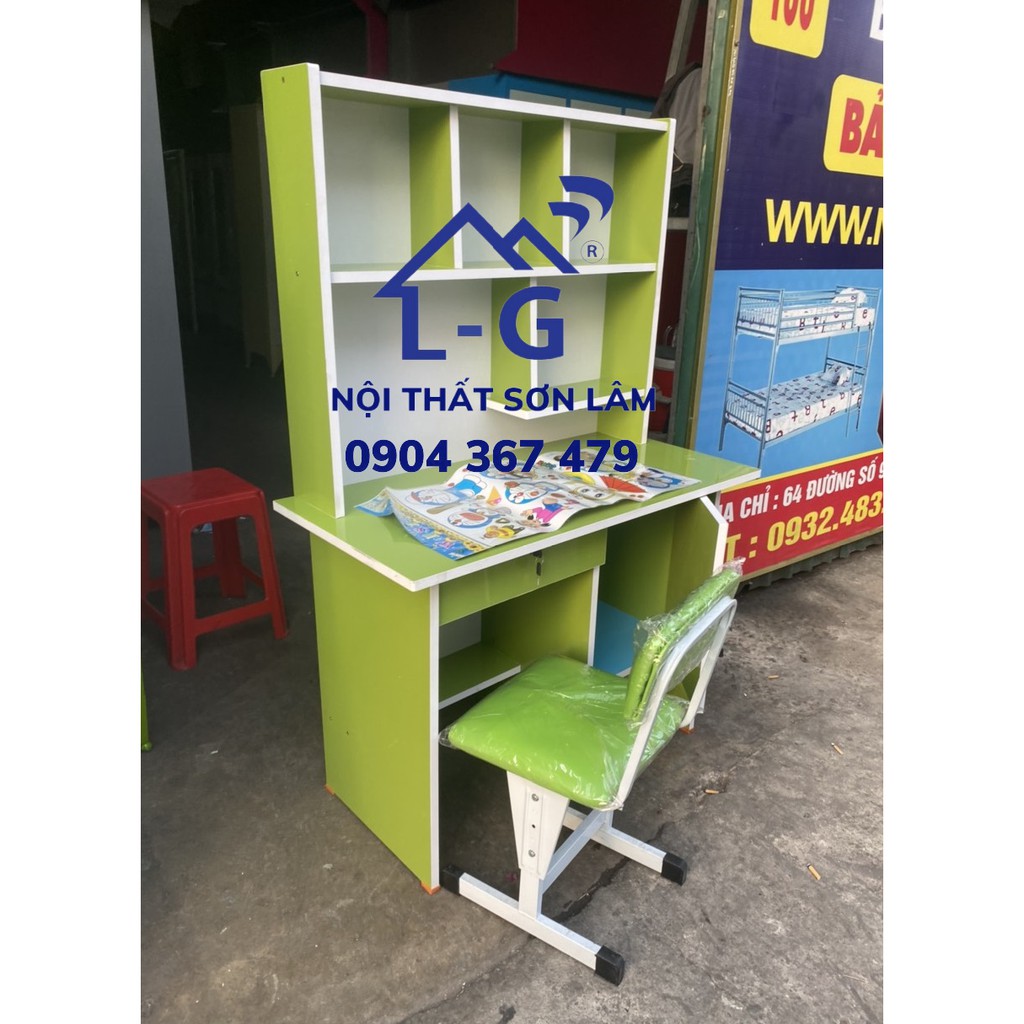 Bàn học sinh liền kệ giả gỗ 1M, 1M2 cho bé giá rẻ freeship | BigBuy360 - bigbuy360.vn