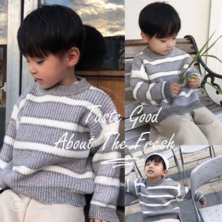 Áo len cho bé HYOBABY 1 đến 5 tuổi bé trai gái dáng Hàn Quốc kẻ ngang