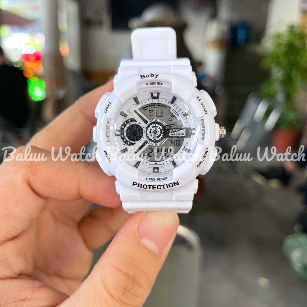 Đồng hồ thể thao nam nữ kim điện tử - GA220 trắng viền đen | BigBuy360 - bigbuy360.vn