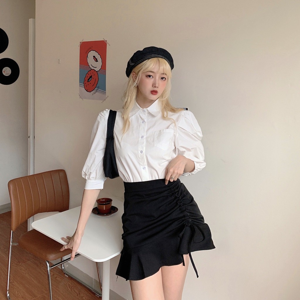 [Mã FAMAYWA giảm 10K đơn 50K] Chân Váy Ngắn Lưng Cao Phối Dây Rút - Chân Váy Chữ A Ngắn Hai Màu Trắng Đen CV08 | BigBuy360 - bigbuy360.vn