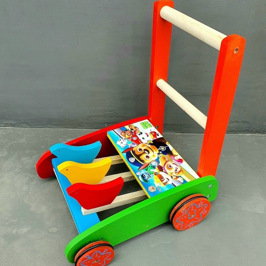 Xe Tập Đi Gỗ Cốc Cốc 3 Con Chim Em Bé Vàng Loại To Đẹp ( Hàng Cty EBV VN )