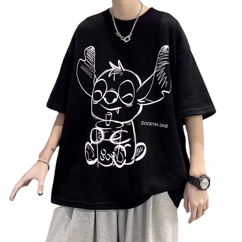 Áo Thun Tay Ngắn Dáng Rộng In Họa Tiết Hoạt Hình Phong Cách Hàn Quốc Thời Trang Mùa Hè Cho Nam Và Nữ
