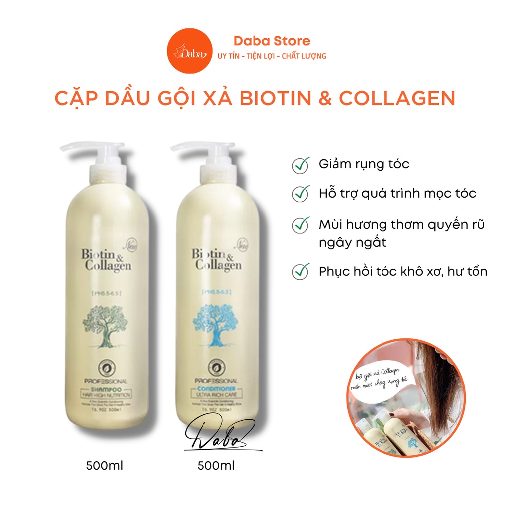 Cặp Dầu Gội ,Xả Biotin phục hồi [Hàng Chính Hãng] Siêu mềm mượt