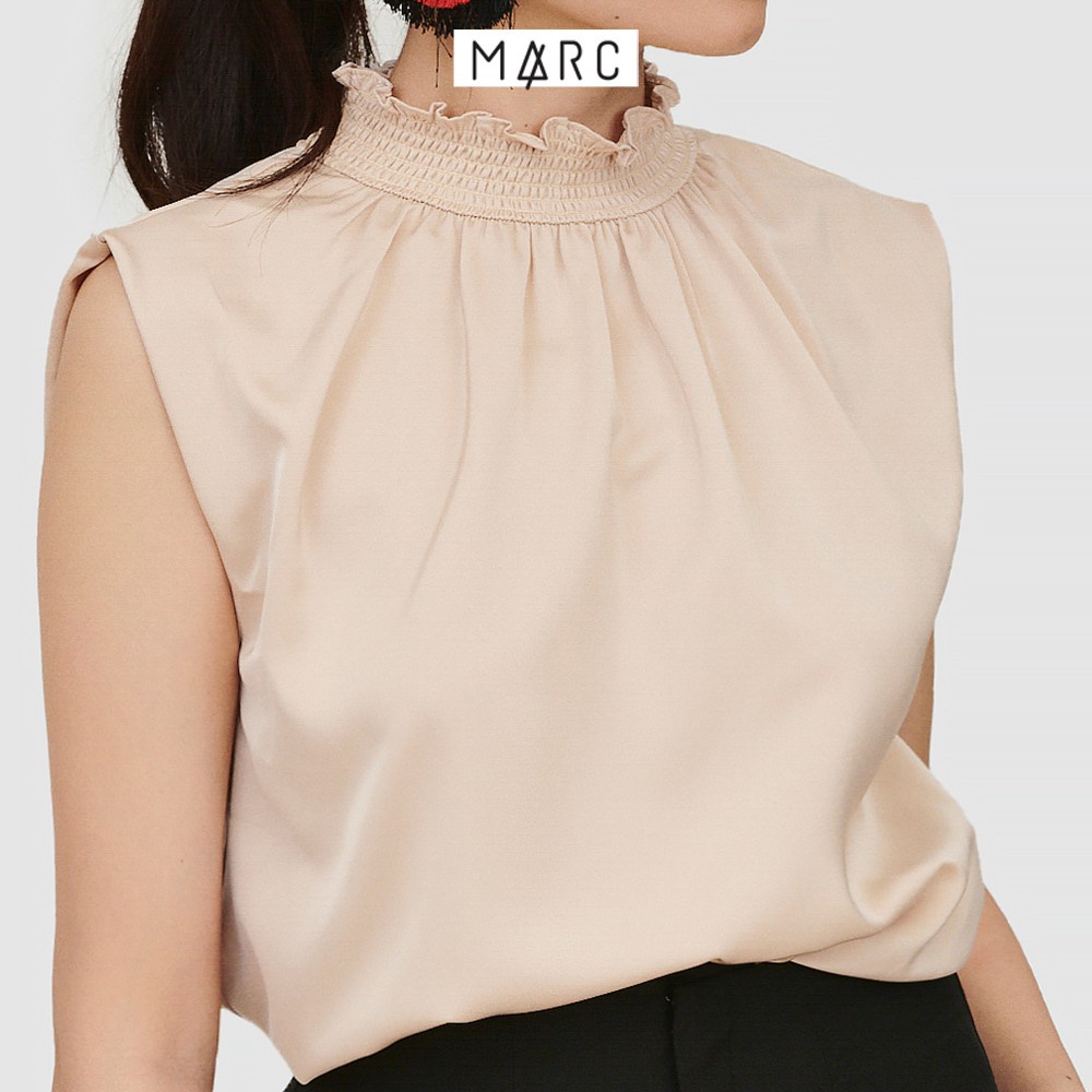 Áo kiểu nữ nhấn cổ smocking tay con - MARC FASHION