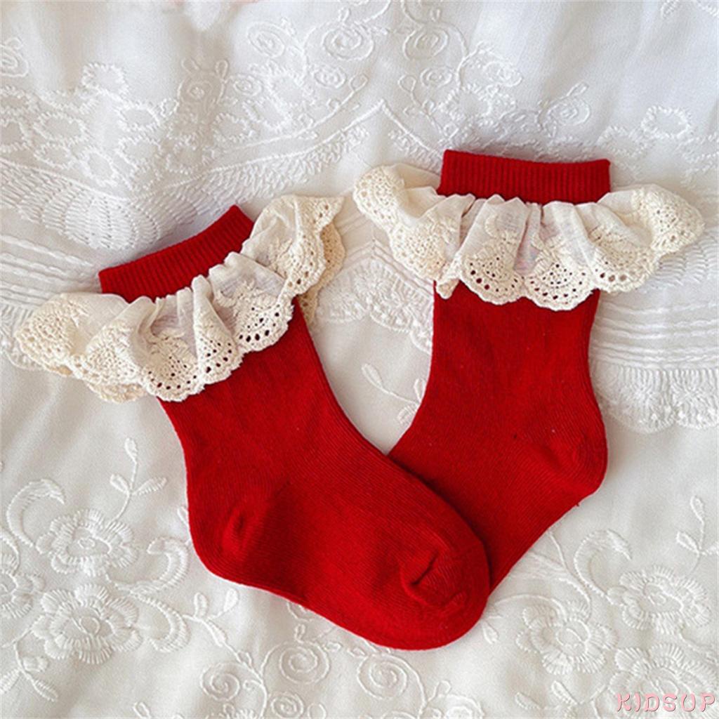 Tất Ren Nhún Bèo Thoáng Khí Dễ Thương Cho Bé Gái 1 Tuổi