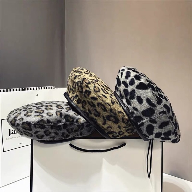 Mũ nồi hoạ tiết da beo -Nón beret hoạ tiết da báo