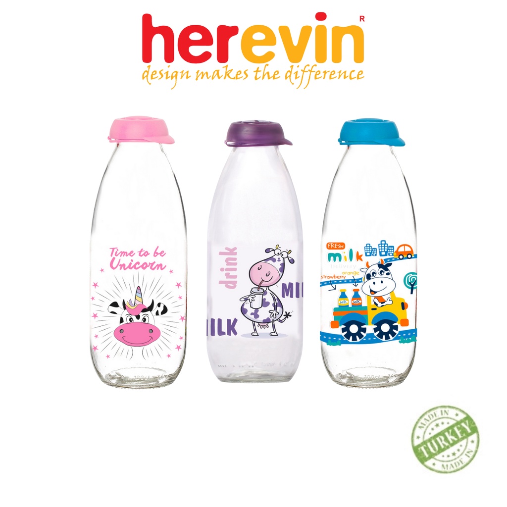 Bộ 3 Chai Đựng Sữa Thuỷ Tinh Herevin Decor 1L - HECH111701-205 [GIAO MÀU NGẪU NHIÊN]