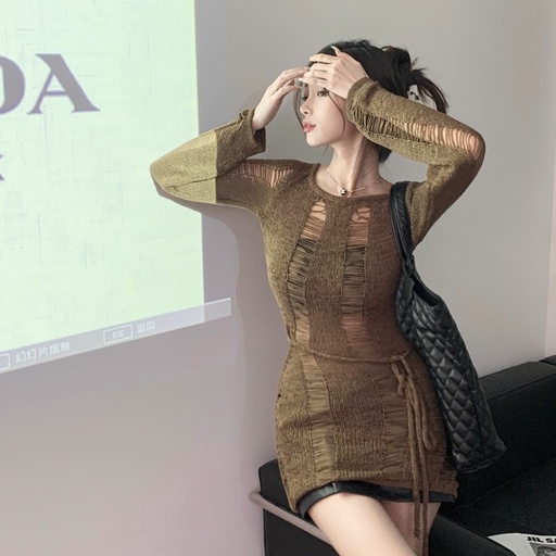 QKOOLE Áo dệt kim tay dài chống nắng phong cách cổ điển Hàn Quốc gợi cảm cho nữ