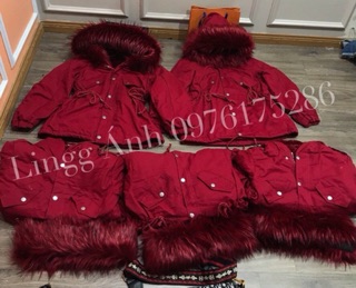 Áo khoác parka lông đỏ