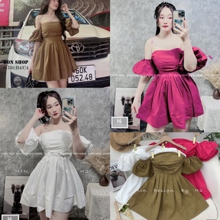 💥VÁY THÔ TAY BỒNG TRỄ VAI TIỂU THƯ DÁNG NGẮN