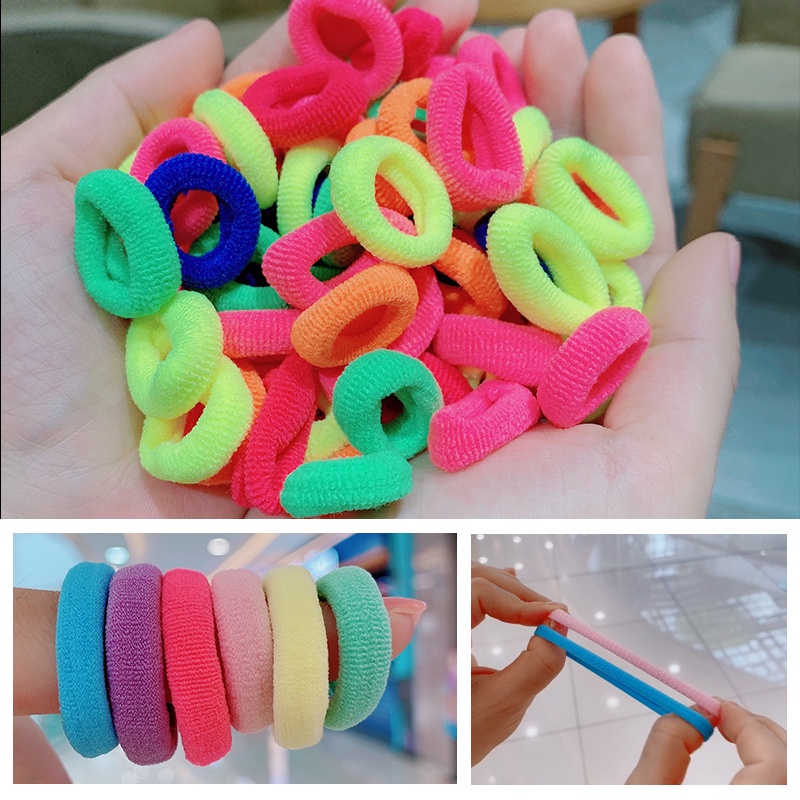 Bộ 100 dây buộc tóc nhiều màu sắc đáng yêu cho bé