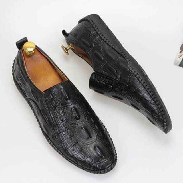 giầy lười da in vân cá sấu