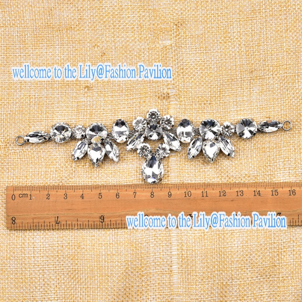 1402885 Phụ Kiện Dây Xích Tròn Đính Đá Mắt Ngựa Trắng Trang Trí Túi Xách / Đầm Cô Dâu