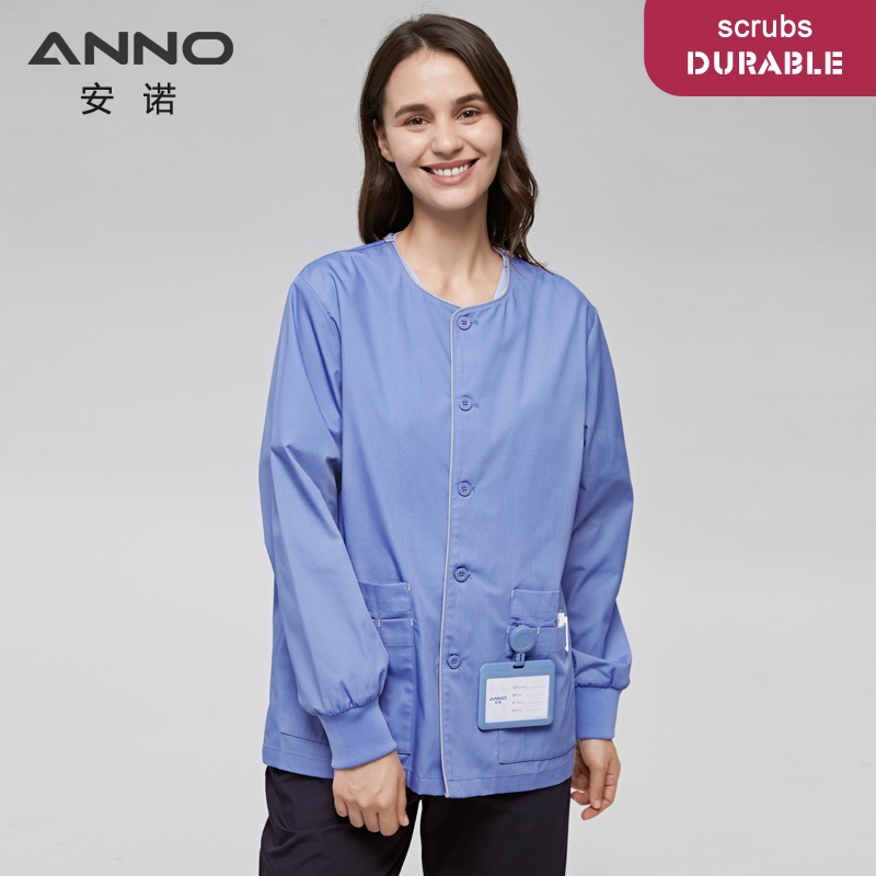 Tay áo dài Tẩy tế bào chết y tế Trang phục áo khoác Y tá ngoài áo khoác Bệnh viện Nhân viên điều dưỡng Đồng phục Quần áo phẫu thuật mùa thu mùa đông
