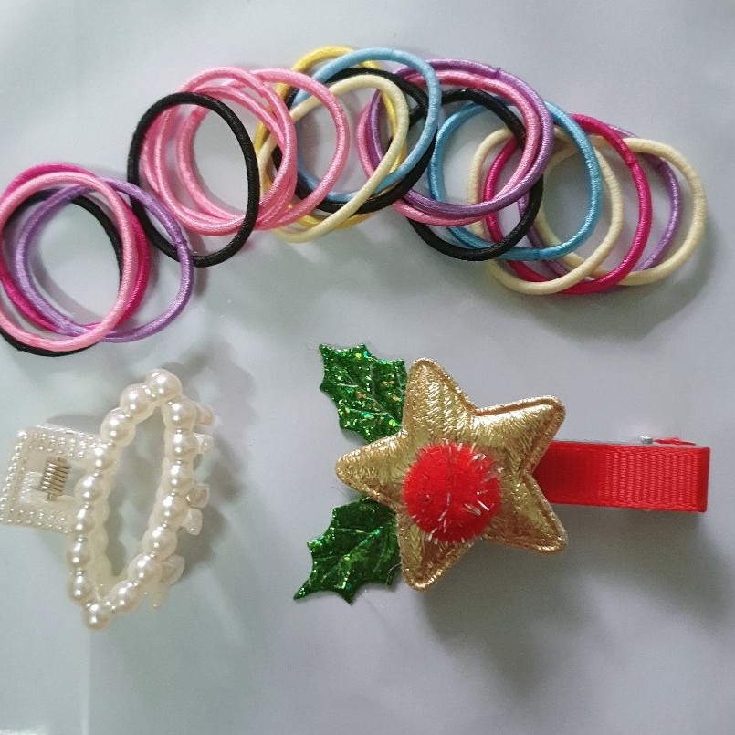 Set buộc tóc kèm kẹp mái, kẹp càng cua cho bé - 22 chi tiết