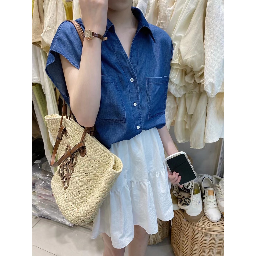 [CÓ SẴN-ẢNH THẬT] Sơ mi sát nách denim