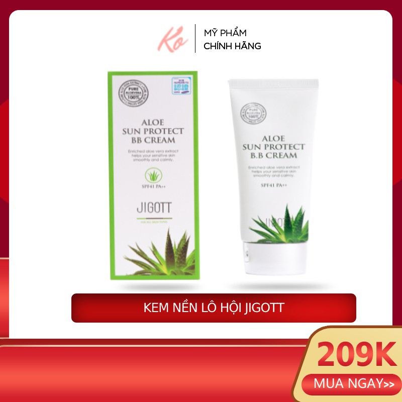 Kem Nền Lô Hội JIGOTT ALOE SUN PROTECT SPF41+/PA+++ 𝑭𝑹𝑬𝑬𝑺𝑯𝑰𝑷 Kem nền Hàn Quốc 50ml