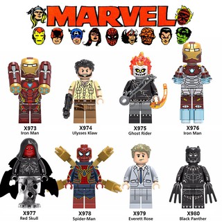 Đồ chơi lego truyện tranh Marvel Người Sắt/Thợ săn ma/Báo đen/Người nhện/Ulysses Klaw/Red Skull/Everett Ross cho bé