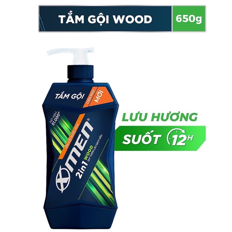 TẮM GỘI NƯỚC HOA XMEN 2 IN 1 650G WOOD/ FIRE