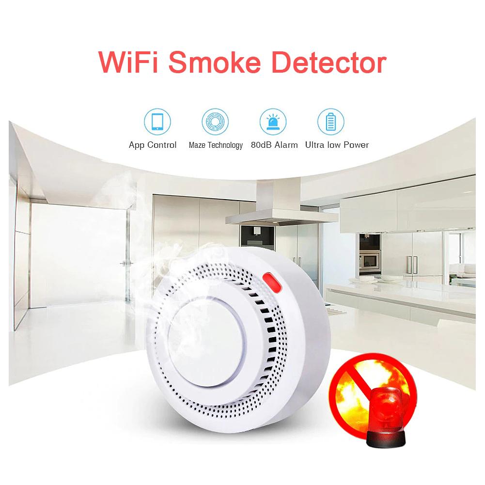🎉Tuya WiFi Báo động khói Báo động khói không dây thông minh Phòng cháy chữa cháy Báo cháy Hệ thống an ninh gia đình