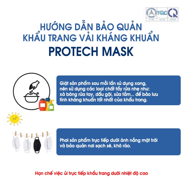 Khẩu trang vải kháng khuẩn 3 lớp cao cấp Protech Mask màu đen. Bịch 1 cái