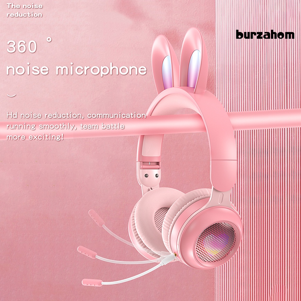 Tai Nghe Không Dây Bluetooth 5.0 Hỗ Trợ Thẻ SD-Card RGB Hình Tai Thỏ Dễ Thương