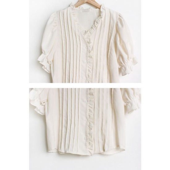 Áo Sơ Mi Ngắn Tay Xếp Ly Thanh Lịch 49307