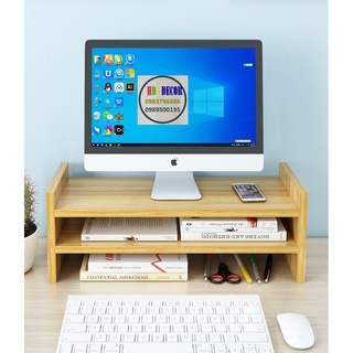Kệ GỖ 2 TẦNG đa năng, Decor bàn học nâng màn hình máy tính LAPTOP  thông minh TIỆN ÍCH