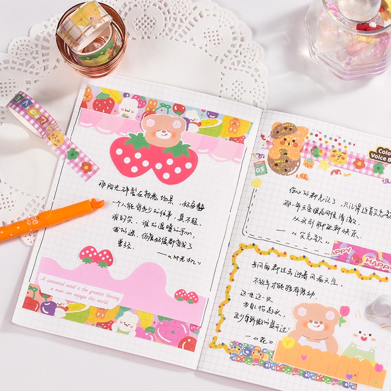 Set 5 Cuộn Băng Dính Washi Họa Tiết Hoạt Hình Nhật Bản Dễ Thương Trang Trí DIY