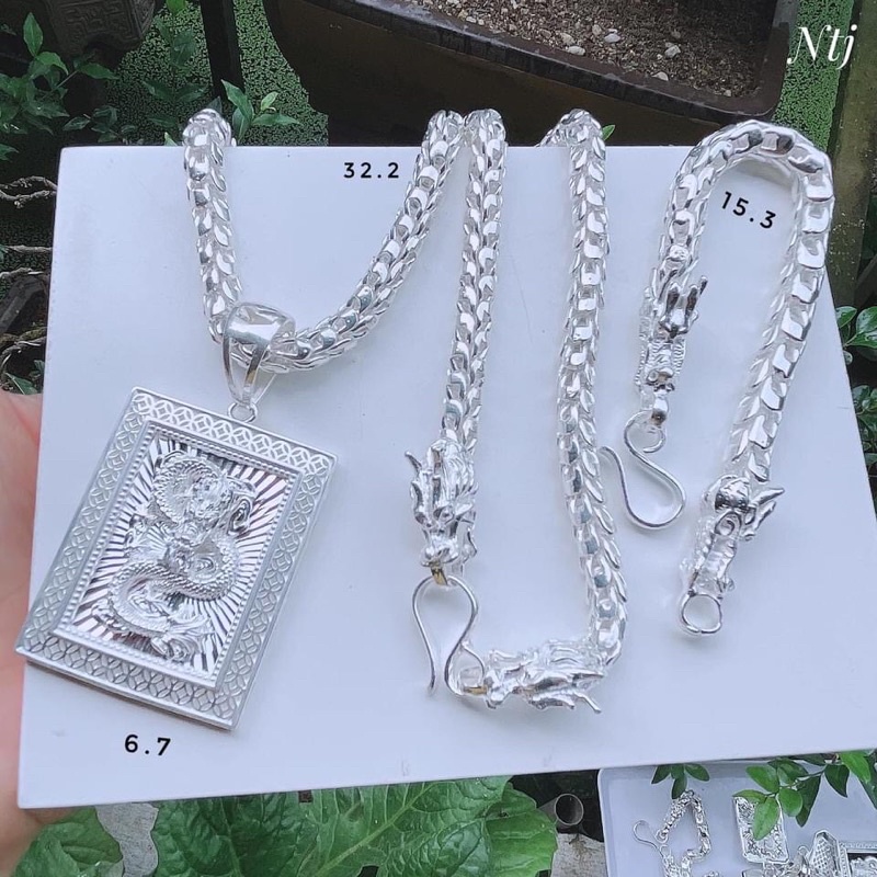 Combo set dây mặt lắc tay rồng cho nam bạc 990