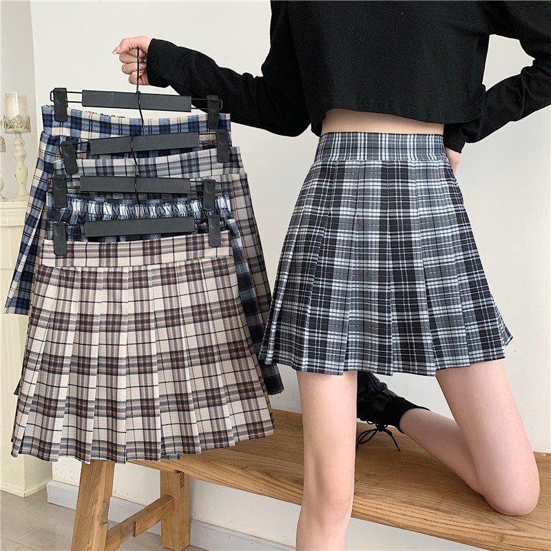Chân Váy Ngắn Xiaozhainv Lưng Cao Kiểu Xếp Ly Họa Tiết Sọc Ca Rô Xinh Xắn Thời Trang Hàn Quốc Cho Sinh Viên | BigBuy360 - bigbuy360.vn