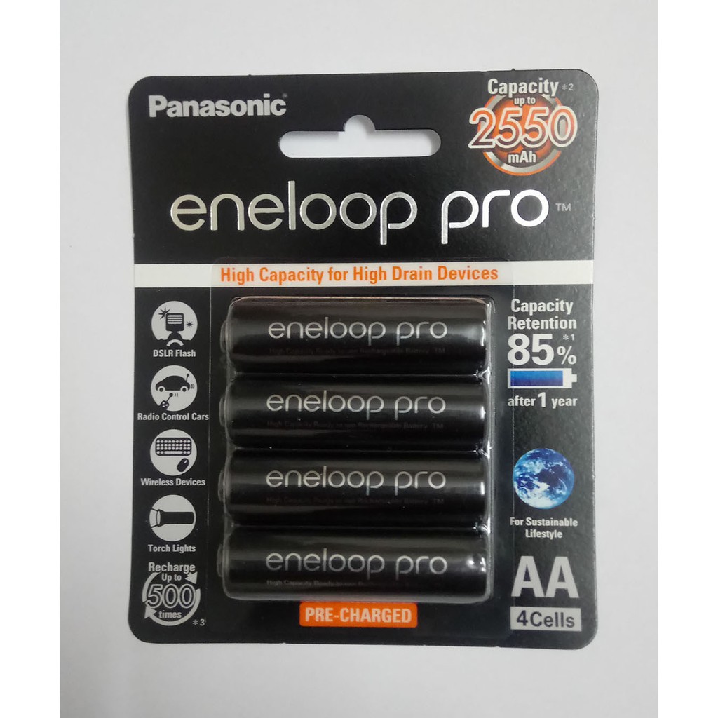 Bộ 4 viên Pin AA sạc Pana Eneloop 2500 mAh new 100%