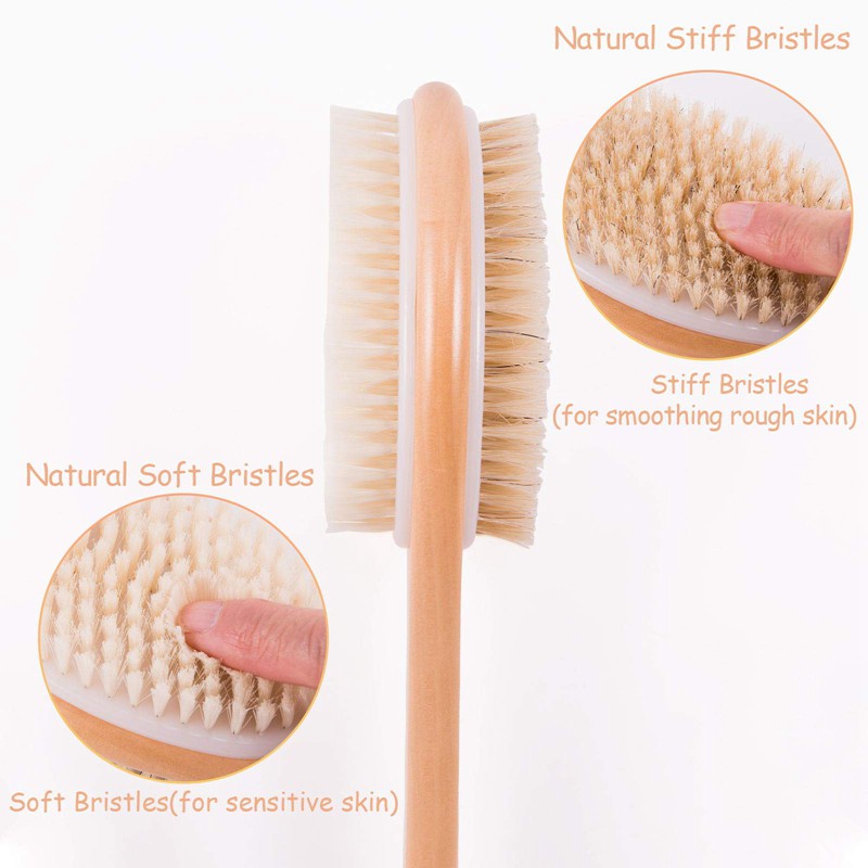 Shower Brush,Back Cleaning Brush Natural Bristles for Dry/Wet Brushes