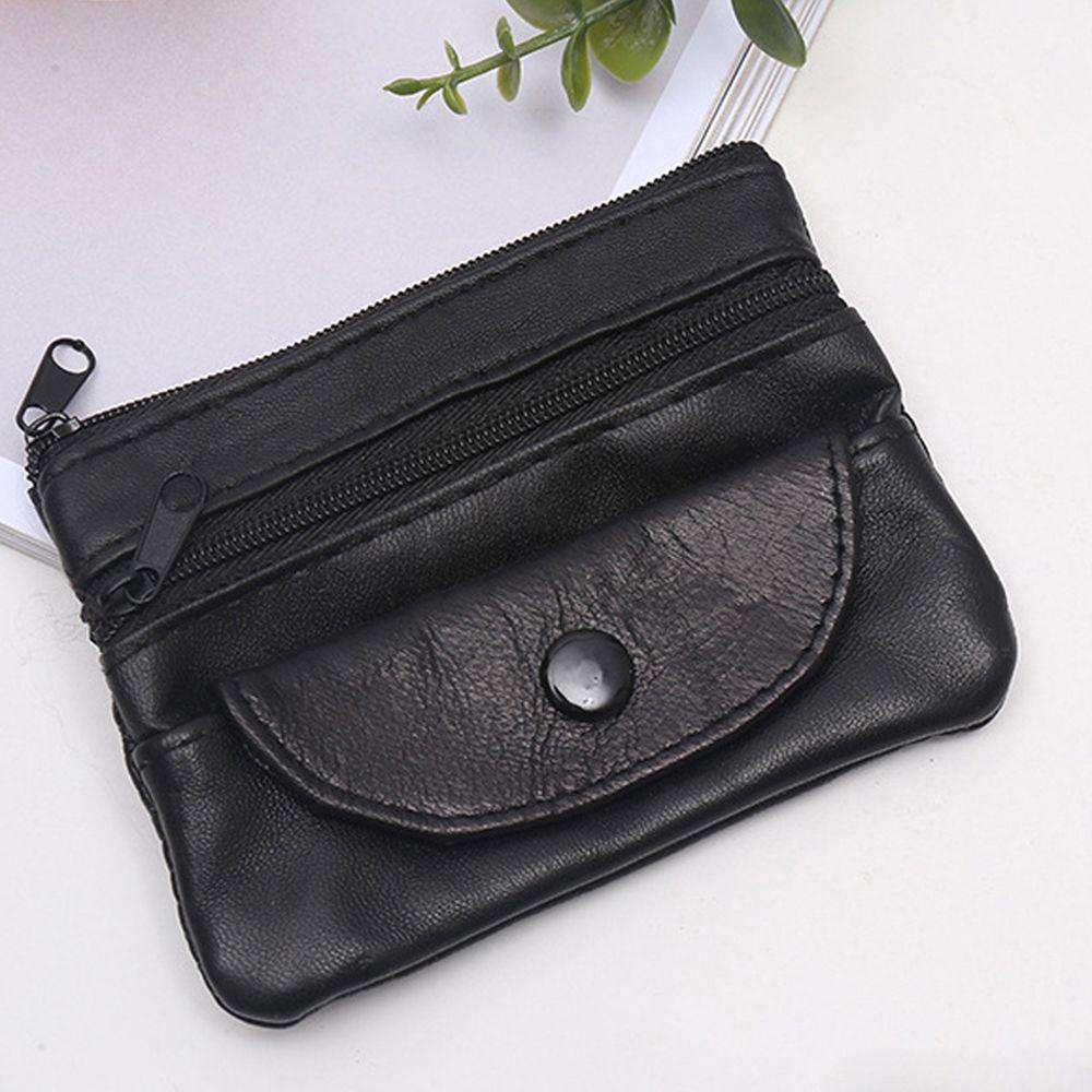 Ví Da Pu Màu Đen Kiểu Dáng Đơn Giản Phong Cách Vintage Cho Nam