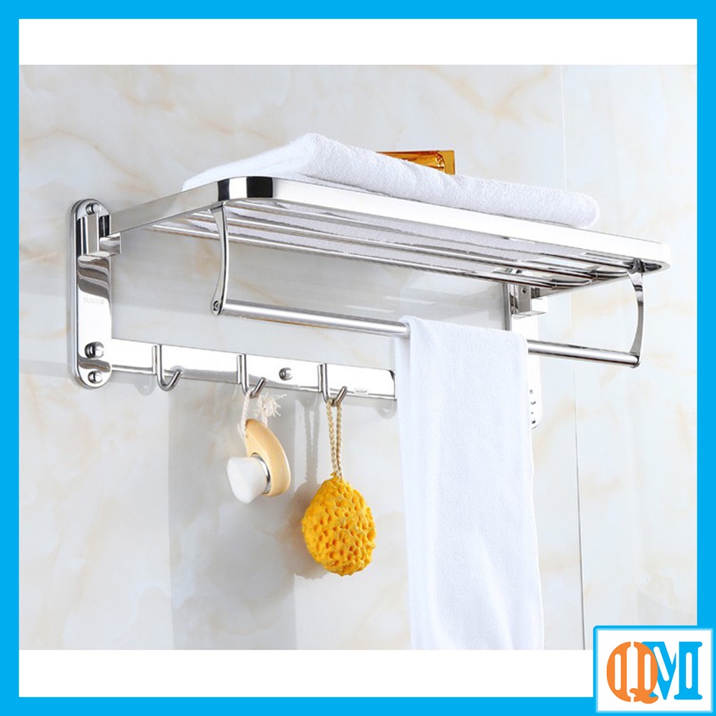 Thanh vắt khăn 2 tầng inox 304 cao cấp không gỉ MKT-05C TẶNG KÈM BỘ VÍT GẮN TƯỜNG