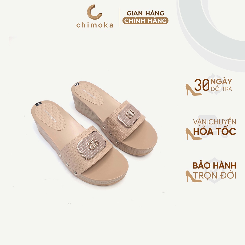 Dép Quai Ngang CHIMOKA Cho Nữ Đế Xuồng Nữ 5cm Bản Nơ Khóa 4095