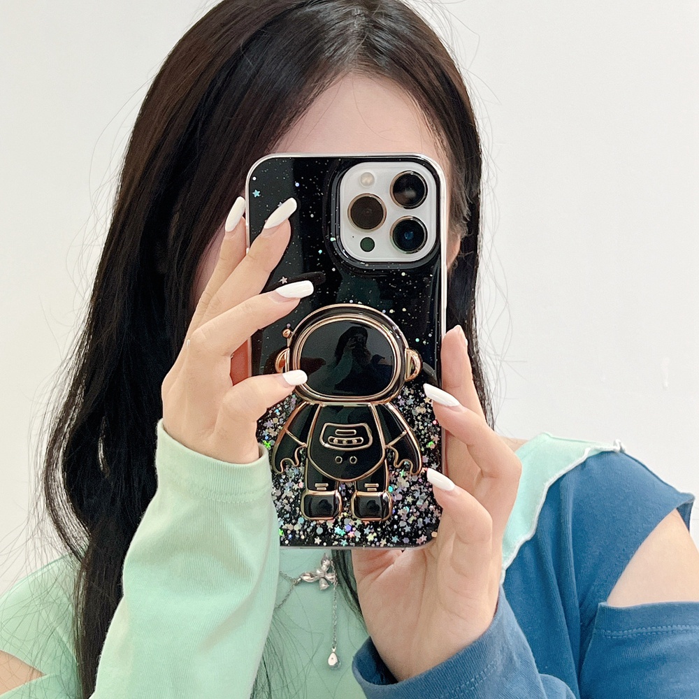 Ốp Điện Thoại Silicone Trong Suốt Có Đế Đỡ Hình Phi Hành Gia 6D Cho Redmi 10C Note 11S 11 Pro 4G Xiaomi Mi POCO M4 Pro 11T 12 Pro