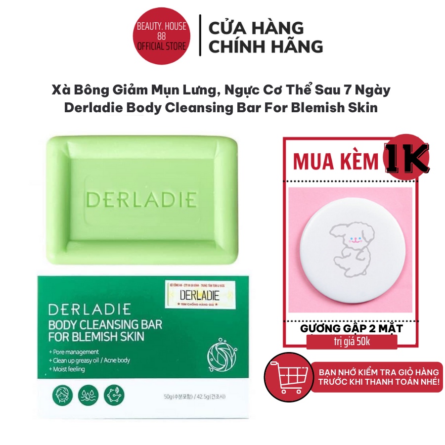 Xà Phòng Giảm Mụn Cơ Thể Sau 7 Ngày Derladie Body Cleansing Bar For Blemish Skin 50g