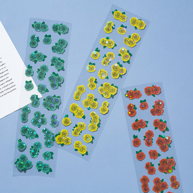 Set 2 tờ nhãn dán trang trí sổ lưu niệm hình hoa hồng